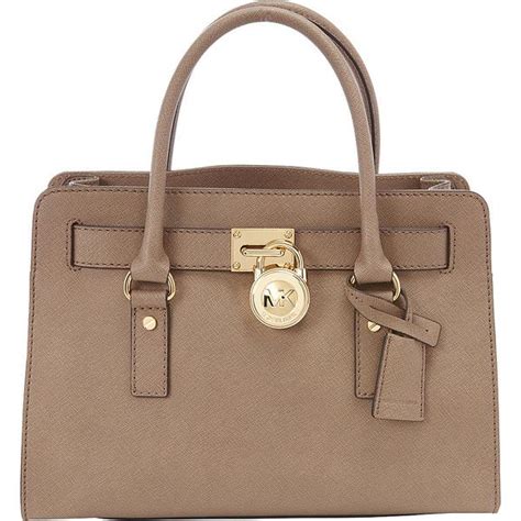 michael michael kors hamilton 18k ew satchel saffiano leather tan|michael kors leather satchel.